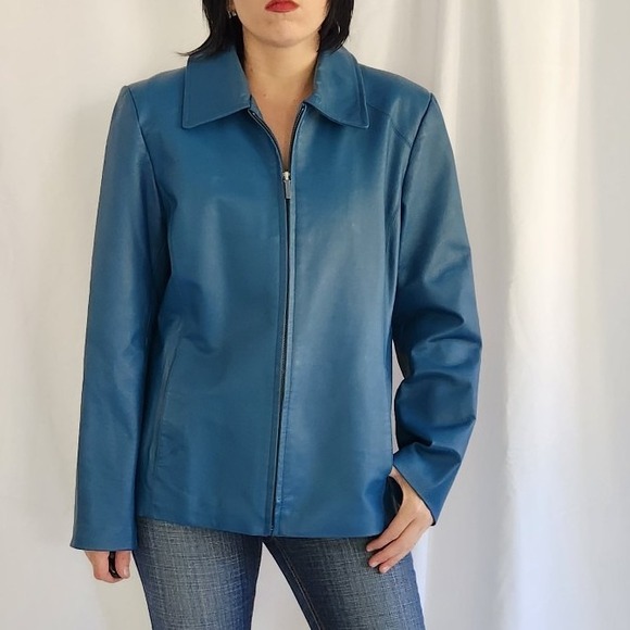 Worthington Jackets & Blazers - Worthington Blue Leather Jacket